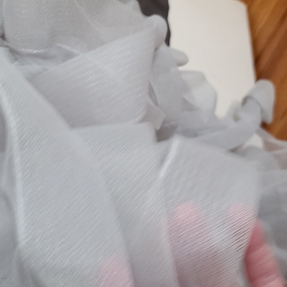 TLC Say Yes To The Prom Dress Juniors Gray Iridescent Stones Ruffly Layers Sz 7 - Picture 5 of 16